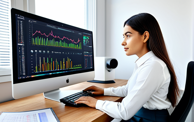 콘텐츠 크리에이터의 하루 업무 루틴 - **
"A content creator in a brightly lit, modern office, researching trending topics on a computer. ...