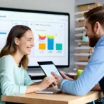 콘텐츠 크리에이터의 업무 협업 툴 추천 - **Prompt 1: Collaborative Content Strategy Meeting**
A diverse team of four content creators (tw...